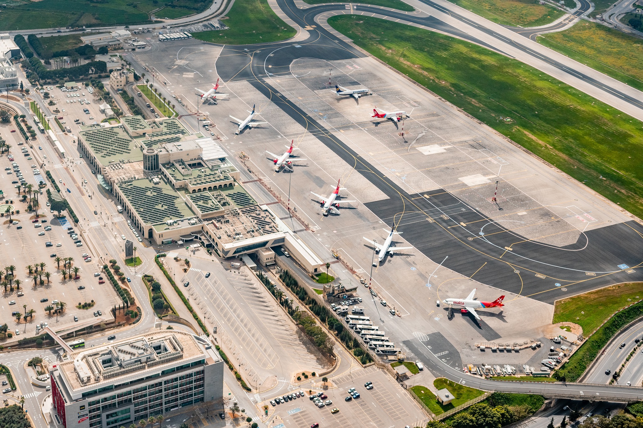 malta airport birds eye view